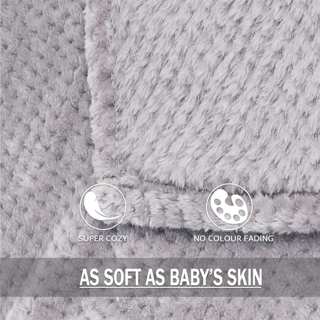 Exclusivo Mezcla Soft Waffle Fleece Bed Blanket Twin XL Size, Light Gray
