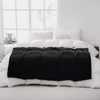 Puncuntex Black Throw Blanket 50"×60" inches Fuzzy 3D Jacquard Decorative Flannel Fleece Super Soft Plush Cozy Blanket for Couch Sofa Chair Lightweight