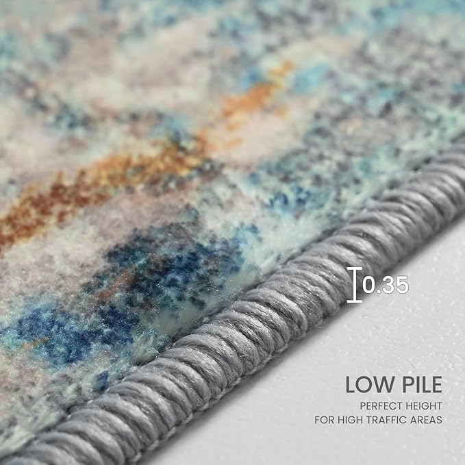 Entrance Rugs Indoor 2x3 Blue Entry Rug Washable Abstract Small Area Rug Non-Slip Low Pile Throw Rugs for Entryway, Kitchen Floor, Front Door Indoor Door Mat, Bathroom, Bedroom Bedside