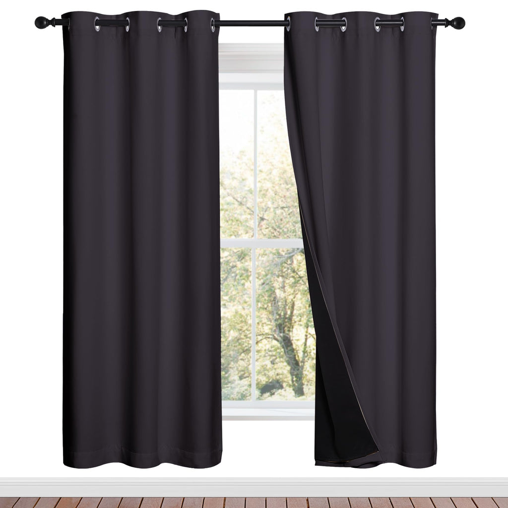 NICETOWN Full Shade Curtain Panels, 37" Wide x 70" Long, Greyish Purple, Pair of Thermal Insulated & Energy Efficiency Blackout Drapes for Living Room, Lined Silky Performance Window Dressing