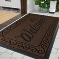 Yimobra Welcome Mat Outdoor Indoor, Waterproof Heavy Duty Front Door Mat Outside Entrance, Extra Sturdy Non-Slip Doormat, Low Profile, Dirt Trapping, 36x24 Inches, Coffee