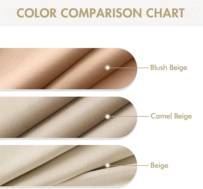 MIULEE Velvet Curtains Blush Beige Elegant Grommet Thermal Insulated Soundproof Room Darkening Curtains/Drapes for Classical Living Room Bedroom Decor 52 x 84 Inch Set of 2
