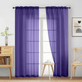 Ebesto Purple Sheer Curtains 90 Inches Long 2 Panels, Light Filtering Solid Sheer Curtains for Bedroom Living Room, Lightweight Soft Airy Window Voile Sheer Drapes, Dual Rod Pocket, 2x42Wx90L Inches