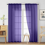 Ebesto Purple Sheer Curtains 90 Inches Long 2 Panels, Light Filtering Solid Sheer Curtains for Bedroom Living Room, Lightweight Soft Airy Window Voile Sheer Drapes, Dual Rod Pocket, 2x42Wx90L Inches