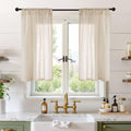 BGment Linen Natural Curtains 40 Inch Length for Short Window - Rod Pocket Small Drapes Light Filtering for Cafe Bedroom Semi Sheer Lightweight Burlap Rustic, 2 Panels Set, 30 X 40 Inch