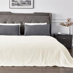 BEDELITE Fleece Blanket King Size – 3D Ribbed Jacquard Soft and Warm Decorative Fuzzy Blankets – Cozy, Fluffy, Plush Lightweight Throw Blankets for Couch, Bed, Sofa(Cream, 108x90 inches)