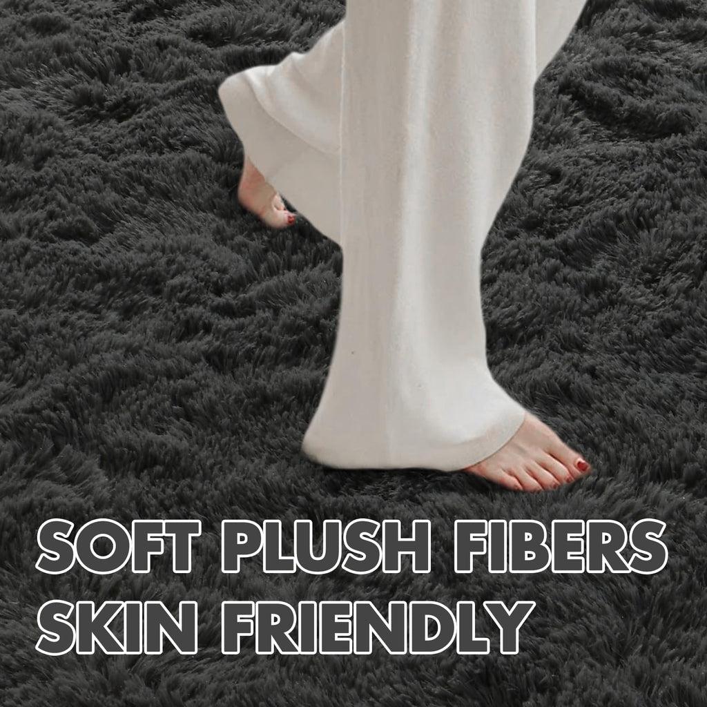4x6 Ft Shag Rugs for Bedroom Living Room, Ultra Soft Fluffy Furry Area Rugs for Indoor Floor, Aesthetic Carpet for Kids Home Decor (Grey)