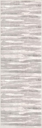 Lansny Modern Abstract Runner Rug 2x6, Neutral Light Beige and Grey Washable Kitchen Runner Non-Slip Soft Hallway Rug Runner Thin Print Faux Wool Carpet for Entryway Bedroom Laundry Room Indoor