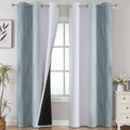 Stone Blue and Greyish White Blackout Curtains for Living Room 84 Inch Long