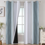 Stone Blue and Greyish White Blackout Curtains for Living Room 84 Inch Long