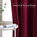 NICETOWN 84 inches Bedroom Curtains Panels - Functional Blackout Curtains/Panels for Bedroom, Thermal Insulated, Privacy Assured (Set of 2, 52 x 84 inches, Wine Red)
