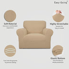 Easy-Going Stretch Chair Sofa Slipcover 1-Piece Couch Sofa Cover Furniture Protector Soft with Elastic Bottom for Kids, Pet. Spandex Jacquard Fabric Small Checks (Chair, Sand)