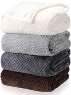 Newwiee 4 Pcs Flanne Fleece Throw Blanket for Bed Couch Large 3D Waffle Textured Soft Blanket Winter Warm Lightweight No Shedding No Pilling Decorative Throw, 50x60 Inch(Gradient Gray)