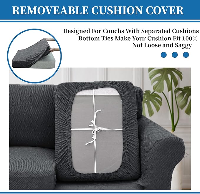 XINEAGE 2026 New 4 Pieces Couch Covers for 3 Cushion Couch Super Stretch Thick Soft Sofa Cover Anti Slip Sofa Slipcover Dogs Cats Furniture Protector (Dark Gray, 71"-91")