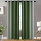 Yakamok Greyish White and Sage Green Ombre Curtains,Light Blocking Curtains,Room Darkening Grommet Window Drapes for Bedroom(Sage Green,52x84 Inch,2 Panels)