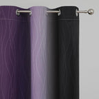 Estelar Textiler Black and Purple Ombre Blackout Curtains for Bedroom, Full Room Darkening Grommet Curtains for Living Room, Thermal Insulated Light Blocking Gradient Drapes, 42Wx72L,2 Panels