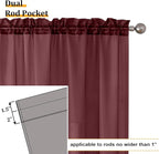 Aiyufeng Burgundy Sheer Curtains for Bedroom - Beautiful Semi Sheer Curtains Privacy for Bedroom Bathroom Kitchen Dining Office Window, 40 Wide x 54 inches Long, 2 Pcs