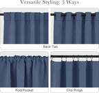 Pony Dance Blackout Curtains Thermal Insulated Window Treatment Panels Room Darkening Shade Drapes for Living Room Back Tab/Rod Pocket Bedroom Draperies, 55 x 68 Inch, Blue Haze, 2 Panels
