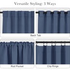 PONY DANCE Window Curtains Drapes - Energy Saving Back Tab/Rod Pocket Room Darkening Thermal Draperies Heavy-Duty for Kitchen, 52 by 54 inch, Blue Haze, 2 Panels