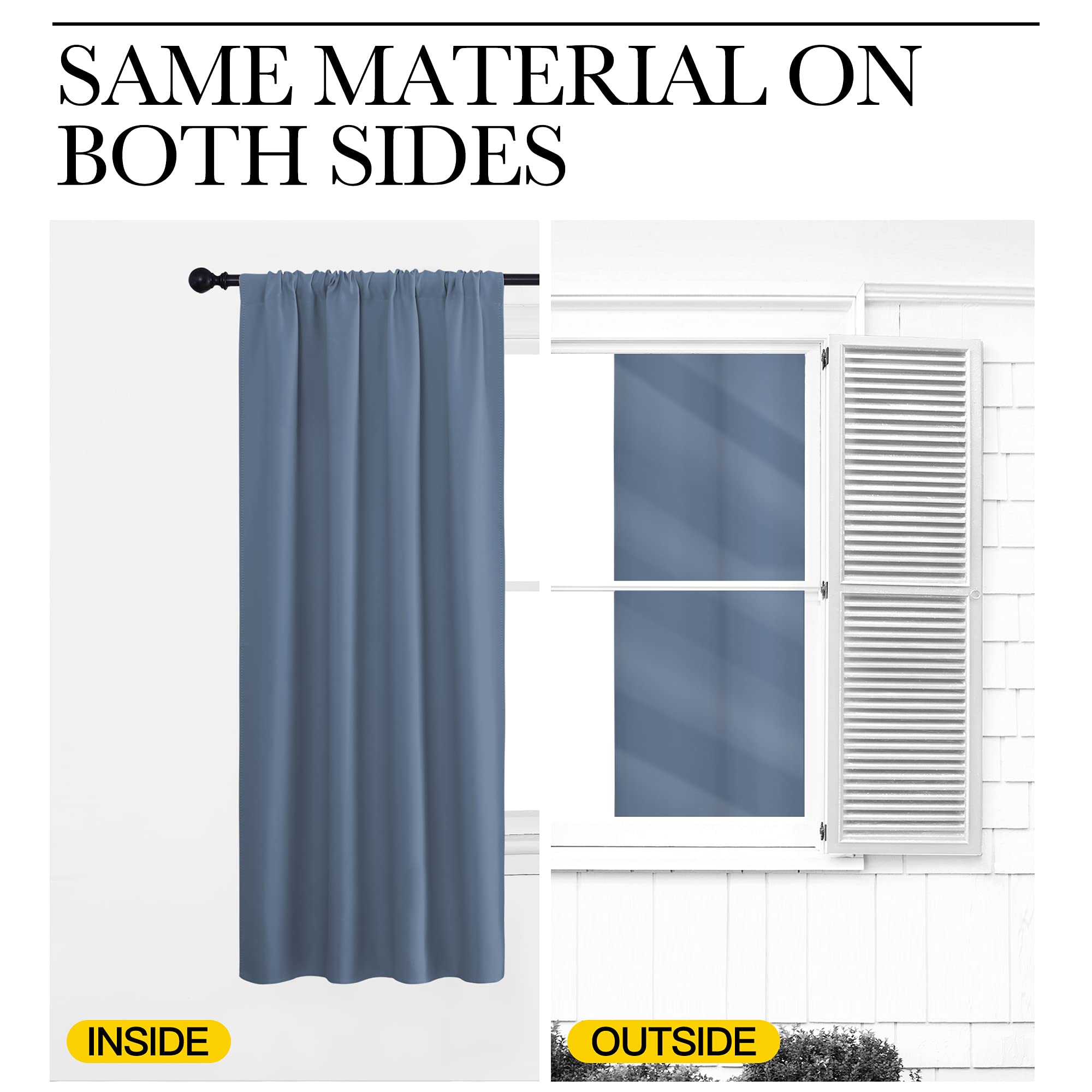 NICETOWN Blackout Curtains for Bedroom, Blackout Curtain Panels, Window Treatment Energy Saving Thermal Insulated Solid Rod Pocket Blackout Drapes/Draperies (Stone Blue, 1 Pair, 42 by 48-inch)