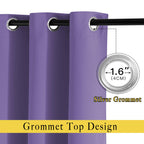 NICETOWN Lilac Purple Room Darkening Curtains 66 inches Long, Grommet Thermal Curtains Window Treatment Sound Reducing Drapes for Bedroom/Home Family, W66 x L66, 2 Panels