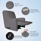 PureFit Super Stretch Chair Sofa Slipcover with Pocket – Spandex Non Slip Soft Couch Sofa Cover, Washable Furniture Protector with Elastic Bottom for Kids, Pets （Recliner, Light Gray）