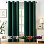 MIULEE Hunter Green Blackout Curtains for Bedroom Living Room 90 Inches Long 2 Panels, Thermal Insulated Room Darkening Drapes Solid Grommet Noise Reduction Emerald Green Christmas Curtains 40x90 Inch