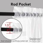 Simplebrand Sheer White Curtains 120 Inches Long, Extra Long Rod Pocket Solid Color Window Sheer Curtain Panels, Elegant Curtains & Drapes for Living Room, Bedroom 2 Panels (White, 2x42x120'')