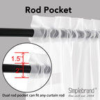 Simplebrand Sheer White Curtains 120 Inches Long, Extra Long Rod Pocket Solid Color Window Sheer Curtain Panels, Elegant Curtains & Drapes for Living Room, Bedroom 2 Panels (White, 2x42x120'')