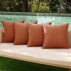 MIULEE Pack of 4 Decorative Rust Throw Pillow Covers Linen Waterproof Pillow Covers Outdoor Farmhouse Cushion Cases for Patio Garden Tent Balcony Couch Sofa 16x16 inch