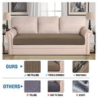 H.VERSAILTEX Super Stretch Individual Seat Cushion Covers Sofa Covers Couch Cushion Covers Slipcover Sets Thick Jacquard Textured Twill Fabric (1 Piece Sofa Cushion Cover, Macchiato)