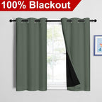 NICETOWN Dark Mallard 100% Blackout Curtains 45 inches Long, 2 Thick Layers Completely Blackout Window Treatment Thermal Insulated Lined Drapes for Small Window (1 Pair, 42 inches Width Each Panel)
