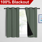 NICETOWN Dark Mallard 100% Blackout Curtains 45 inches Long, 2 Thick Layers Completely Blackout Window Treatment Thermal Insulated Lined Drapes for Small Window (1 Pair, 42 inches Width Each Panel)