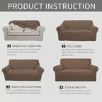 Easy-Going Stretch Oversized Sofa Slipcover 1-Piece Sofa Cover Furniture Protector Couch Soft with Elastic Bottom for Kids, Polyester Spandex Jacquard Fabric Small Checks Brown