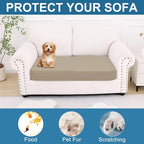 Smiry Printed Couch Cushion Covers, Stretch Soft Couch Covers for Sofa, Washable Non-Slip Sofa Slipcover Furniture Protector for Indoor and Outdoor (Medium,Taupe)