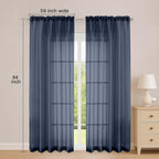 OWENIE Sheer Curtains 84 Inches Long 2 Panels Set, Sheer Navy Blue Curtains for Living Room Bedroom 59 Inch Extra Wide, Modern Voile Filmy Rod Pocket Drapes, 2 Pcs, Each 59 W x 84L, Navy Blue