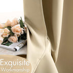 MIULEE Cream Beige Blackout Bedroom Curtains Drapes 72 Inch Long 52"x72"