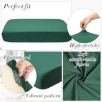Newwiee 8Pcs Patio Cushion Covers Stretch Outdoor Cushion Cover Replacement for Patio Furniture Sofa Couch Slipcovers, Soft Flexibility Washable Furniture Protector(Waterproof Pure,Dark Green)