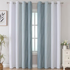 Estelar Textiler Stone Blue and Greyish White Blackout Curtains 84 Inches Long,Full Room Darkening Grommet Curtains for Bedroom,Thermal Insulated Ombre Blackout Drapes for Living Room,52Wx84L,2 Panels