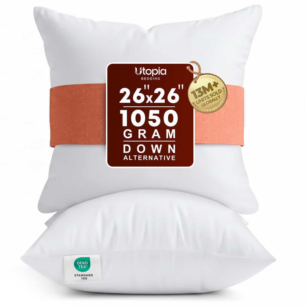 Utopia Bedding 12x12 Pillow Inserts, White Throw Pillows for Couch, 2 Pack