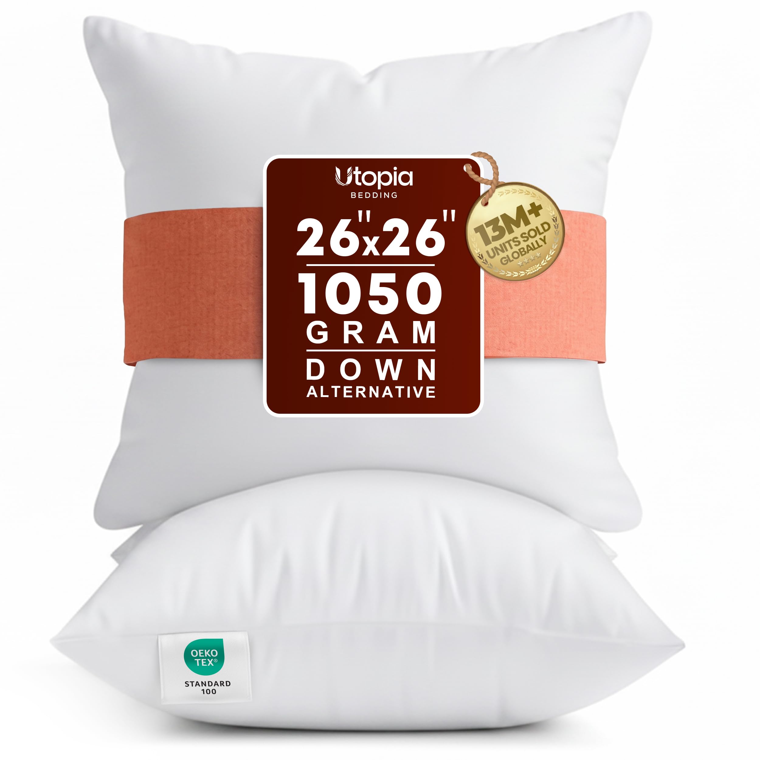 Utopia Bedding 12x12 Pillow Inserts, White Throw Pillows for Couch, 2 Pack