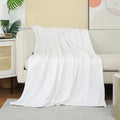 JIAHANNHA Fleece Blanket White Throw Blankets for Sofa Couch Bed 280GSM,Super Soft Cozy and Luxury Bed Blanket for All Season Twin(60"×80")