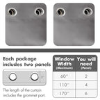 MIULEE Blackout Curtains 96 Inches Long for Bedroom Living Room Thermal Insulated Room Darkening Grommet Top Solid Light Blocking Drapery Set of 2 Window Panels Grey
