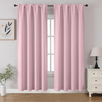 CUCRAF Light Pink Blackout Curtains 72 inch Length 2 Panels Set, Rod Pocket Room Darkening Drapes for Bedroom Living Room, Insulated Thermal Light Blocking Window Curtain (W52 x L72 Inch)