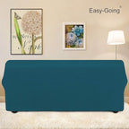 Easy-Going Stretch 4 Seater Sofa Slipcover 1-Piece Sofa Cover Furniture Protector Couch Soft with Elastic Bottom for Kids, Polyester Spandex Jacquard Fabric Small Checks Peacock Blue