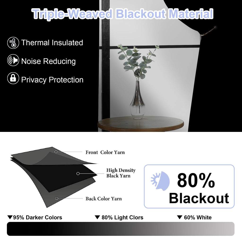 Simplebrand Ava Light Green Blackout Curtains for Bedroom 63 Inch Length 2 Panels Set, Solid Thermal Insulated Energy Saving Rod Pocket Window Treatment Curtains Blackout Drapes, W40 x L63 Inch