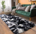 Pionblank Fluffy Runner Rugs for Bedroom 2x6, Black White
