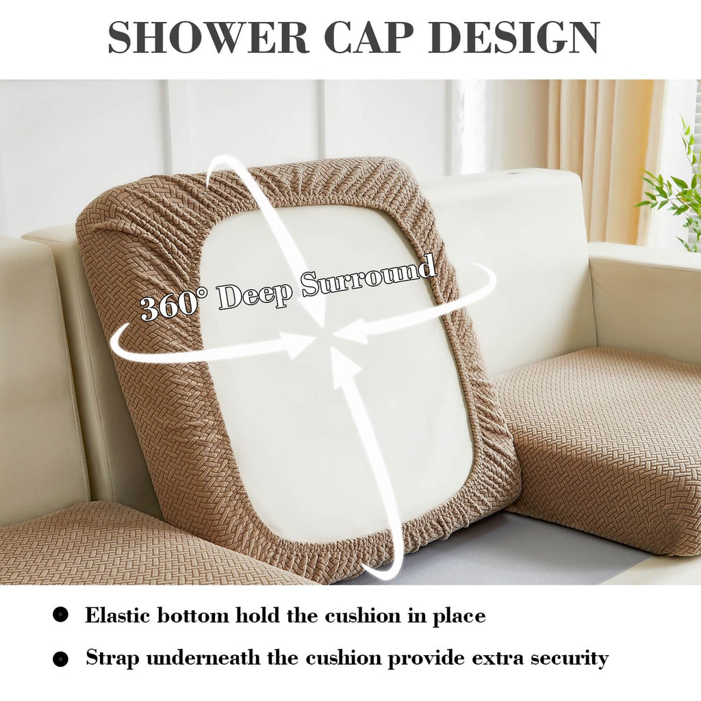 Disayu Sofa Covers Couch Covers for Sofa Pet Friendly Couch Cushion Covers Universal Sofa Covers Washable Stretch Slipcovers for Sectional Sofa (Texture Light Coffee, 2 Seats + Chaise Cover)