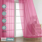 Sheer Curtains 84 Inches Long 2 Panels, Elegant Airy Transparent Light Filtering Window Curtains, Window Drapes for Living Room Bedroom, Top Dual Rod Pocket Design, Hot Pink, 2x42Wx84L Inches