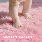 8x10 Fluffy Area Rugs for Living Room,Shag Area Rug for Bedroom,Soft Pink Fuzzy Rug Non-Shedding Indoor Plush Carpet for Kids Bedroom Nursery Home Decor